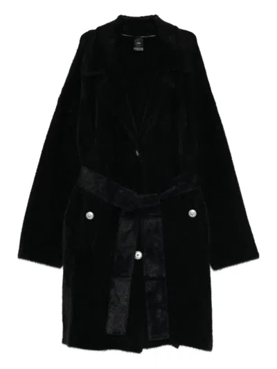 Pinko `zante` Faux Fur Coat In Black