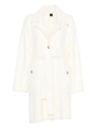 Pinko `zante` Faux Fur Coat In White