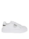 Pinko Lace-up Flatform Sneakers With Leather-effect Fabric In Blanco