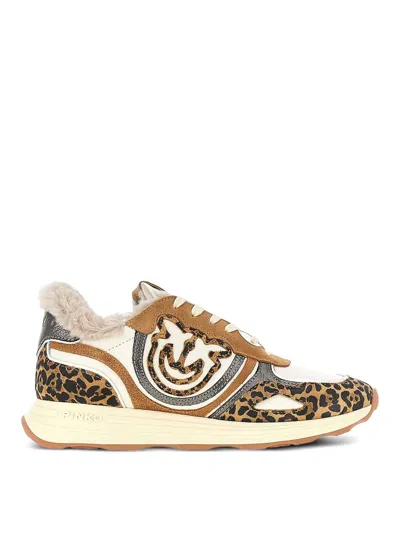 Pinko Sneakers Zoe 01 Leopardate In Brown