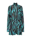 Pinko Zebra-print Belted Minidress In Black