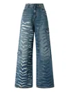Pinko Wide-leg Zebra-print Jeans In Multi