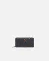 Pinko Portafoglio Zip-around In Nappa Chevron In Black-antique Gold