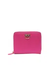 Pinko Square Leather Zip-around Purse In Nude & Neutrals