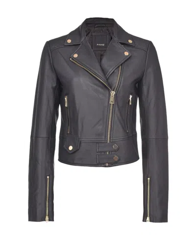 Pinko Zip Detailed Cropped Jacket In Black