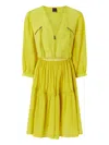 Pinko Two-piece-effect Mini Dress With Relaxed-fit Skirt In Green