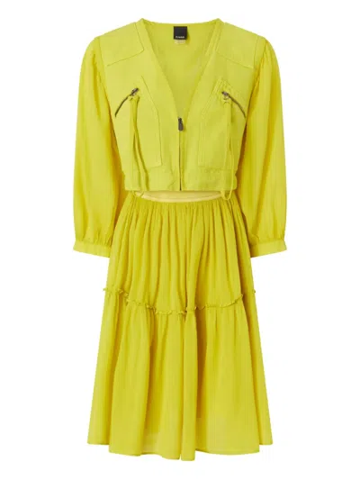 PINKO ZIP-FASTENING TIERED MIDI DRESS