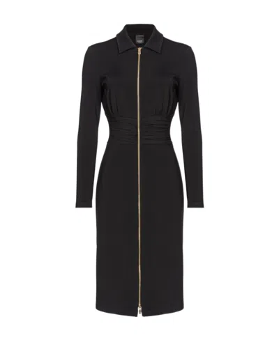 Pinko Zip-front Long-sleeve Minidress In Black