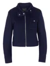 Pinko High Collar Long Sleeve Casual Jacket In Blue