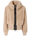 Pinko Faux-fur Ribbed-hem Jacket In Neutral