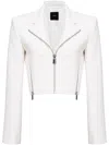 Pinko Crepe Cropped Biker Jacket In Weiss