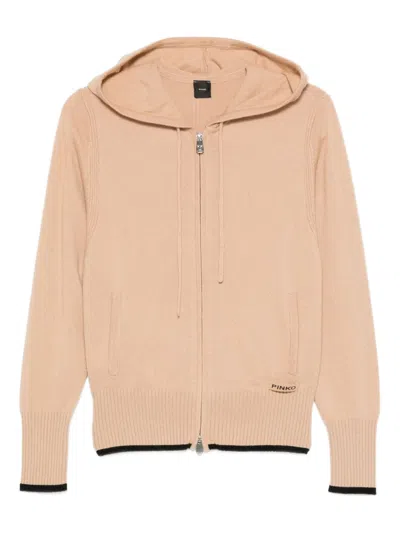 Pinko Zip-up Knitted Hoodie In Neutral