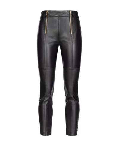 PINKO PINKO STRETCHED CROPPED LEATHER TROUSERS