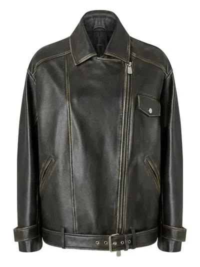 PINKO ZIP UP LEATHER JACKET