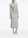 Pinko Zip-up Ruched Midi Dress In Gray