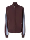 Pinko Burgundy Zip-up Jacket With Light Blue Stripes In Brown