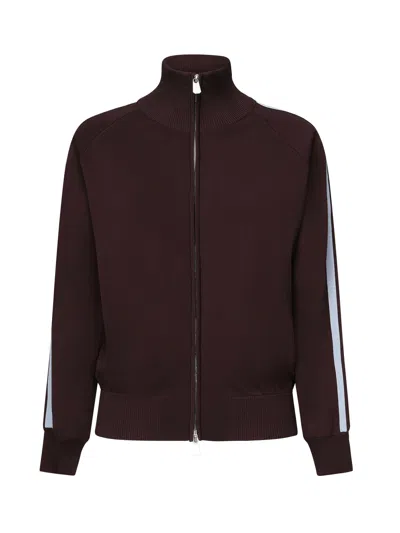 Pinko Zip-up Sweatshirt With Logo In Brown