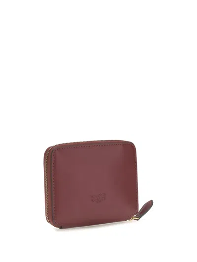 Pinko Zip-around Calf Leather Wallet In Red