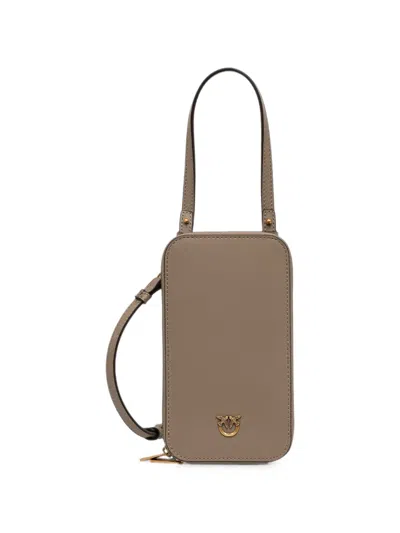 Pinko Zip-around Leather Smartphone Case In Neutrals