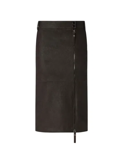 Pinko Zip-detail Midi Skirt In Brown