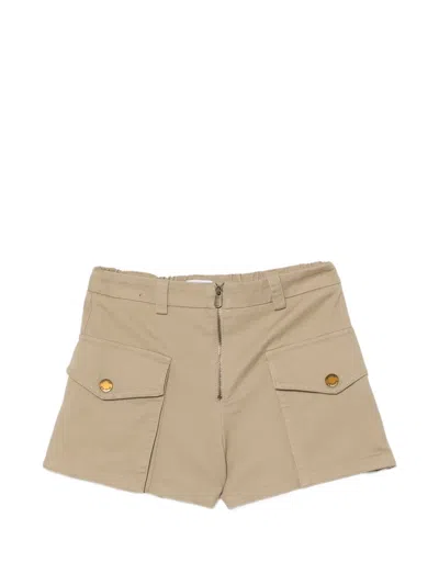 Pinko Kids' Zip-fastening Shorts In Brown