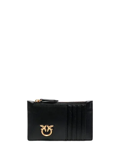 Pinko Leather Zipped Card Holder In Black