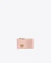 Pinko Zipped Card Holder In Pink/dusty Pink-antique Gold