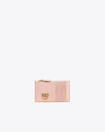 Pinko Zipped Card Holder In Pink/dusty Pink-antique Gold