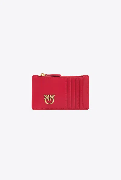 Pinko Zipped Card Holder In Rouge-or Antique