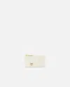 Pinko Zipped Chevron-patterned Card Holder In Bianco+banco-antique Gold