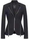 Pinko Zipped Crepe Notch-lapel Blazer In Black