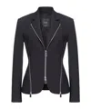 Pinko Zipped Crepe Notch-lapel Blazer In Black