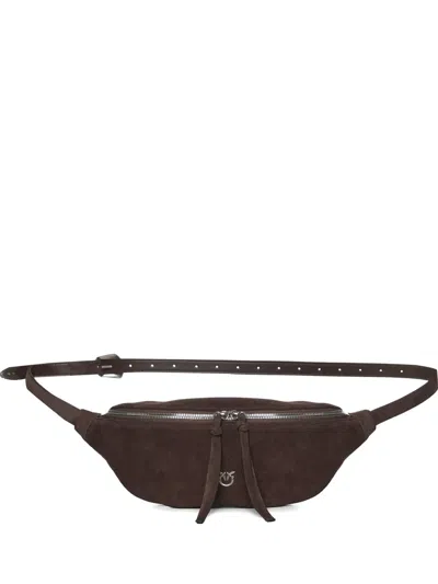 Pinko Zipped Leather Belt Bag In Brown