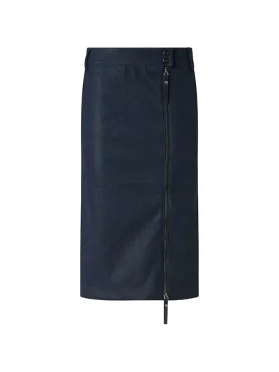 Pinko Zipped Midi Skirt In Blue