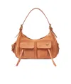 Pinko Suede Cargo Shoulder Bag With Pockets In Multi