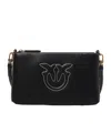 Pinko Horizontal Flat Mini Black Leather Wristlet In Black