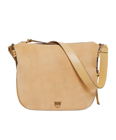 Pinko Zipper Shoulder Bag In Nude