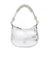 Pinko Half Moon Baby C With Laminated Tumbled Leather Handle In White