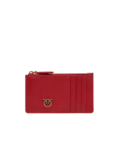 Pinko Zippered Card Holder In Red