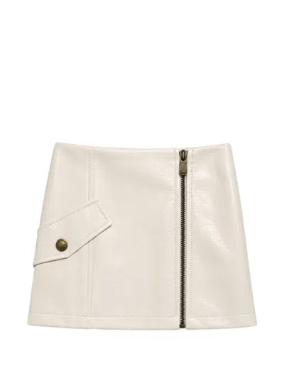 Pinko Kids' Zip-up Textured-finish Skirt In White