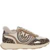 Pinko Zoe 01 Leather Sneakers With Leapadrata Pattern In Multi