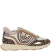 Pinko Zoe 01 Leather Sneakers With Leapadrata Pattern In Yellow
