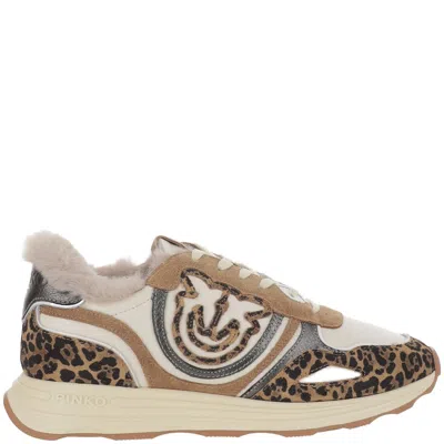 Pinko Zoe 01 Leather Sneakers In Yellow