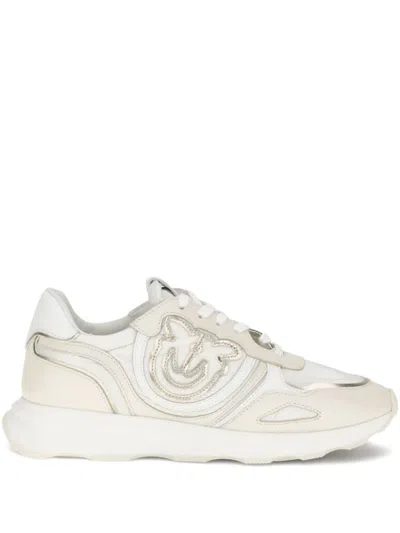 Pinko Zoe Logo-detail Leather Sneakers In White