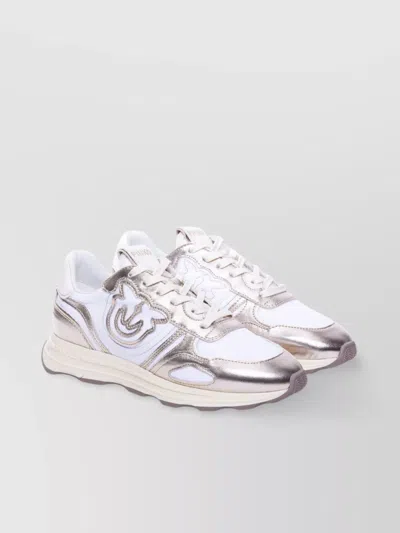 Pinko Zoe Low Top Metallic Sneakers In White