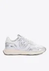 Pinko Low Top Sneakers Metallic Finish In Silver