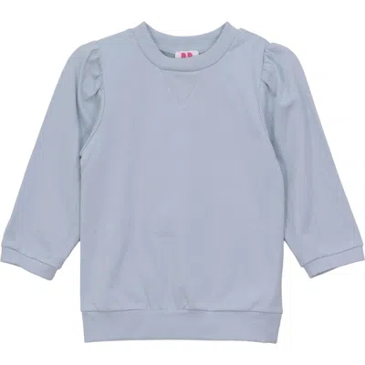 Pinky Promise Kids'  Puff Sleeve Ribbed Trim Long Sleeve Blouse In Blue