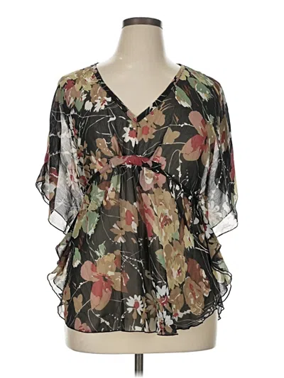 Pre-owned Pinky Short Sleeve Blouse In Black