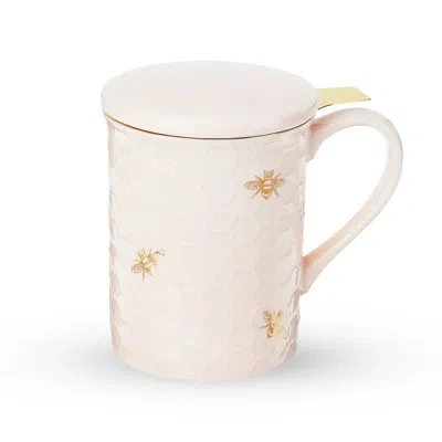 Pinky Up Annette Honeycomb Ceramic Tea Infuser Mug In Pink