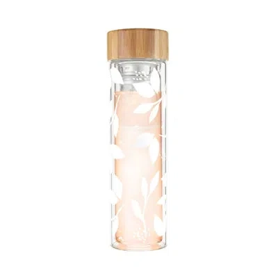 Pinky Up Blair: White Leaf Pattern Glass Travel Infuser Mug In Clear